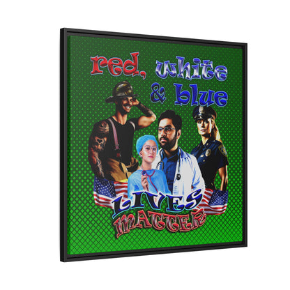 rw&b lives matter - framed canvas art (logo green)