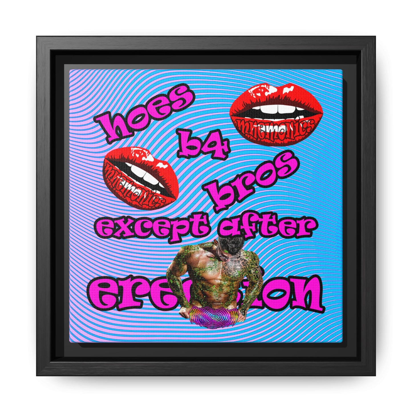 hoes b4 bros - framed canvas art (light blue-purple wave)