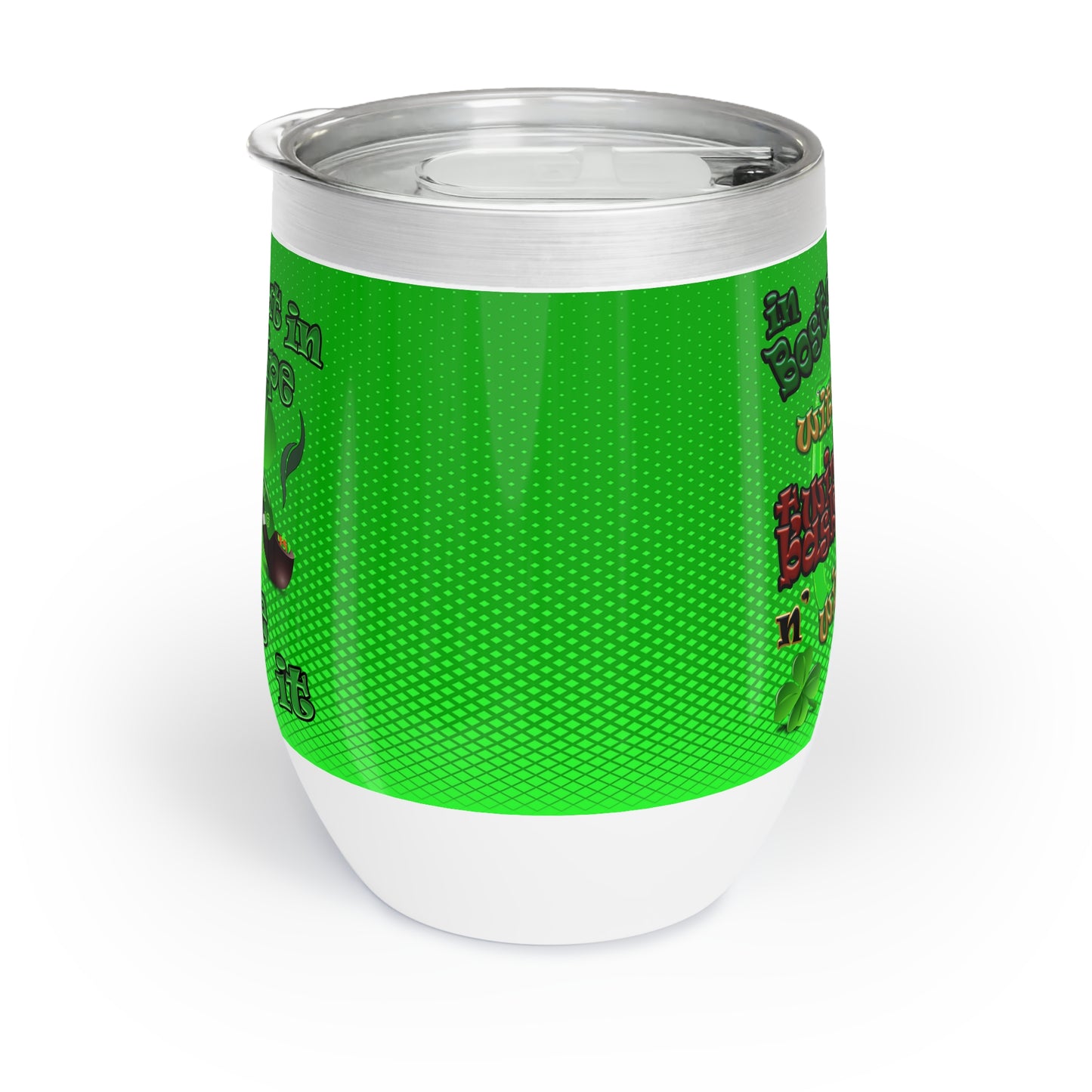celtics logo - Chill Wine Tumbler (logo green)