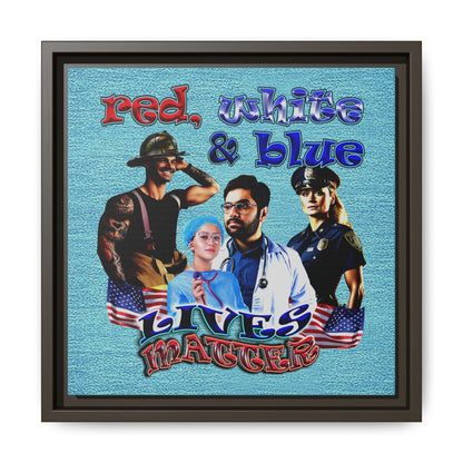 rw&b lives matter - framed canvas art (faded blue)