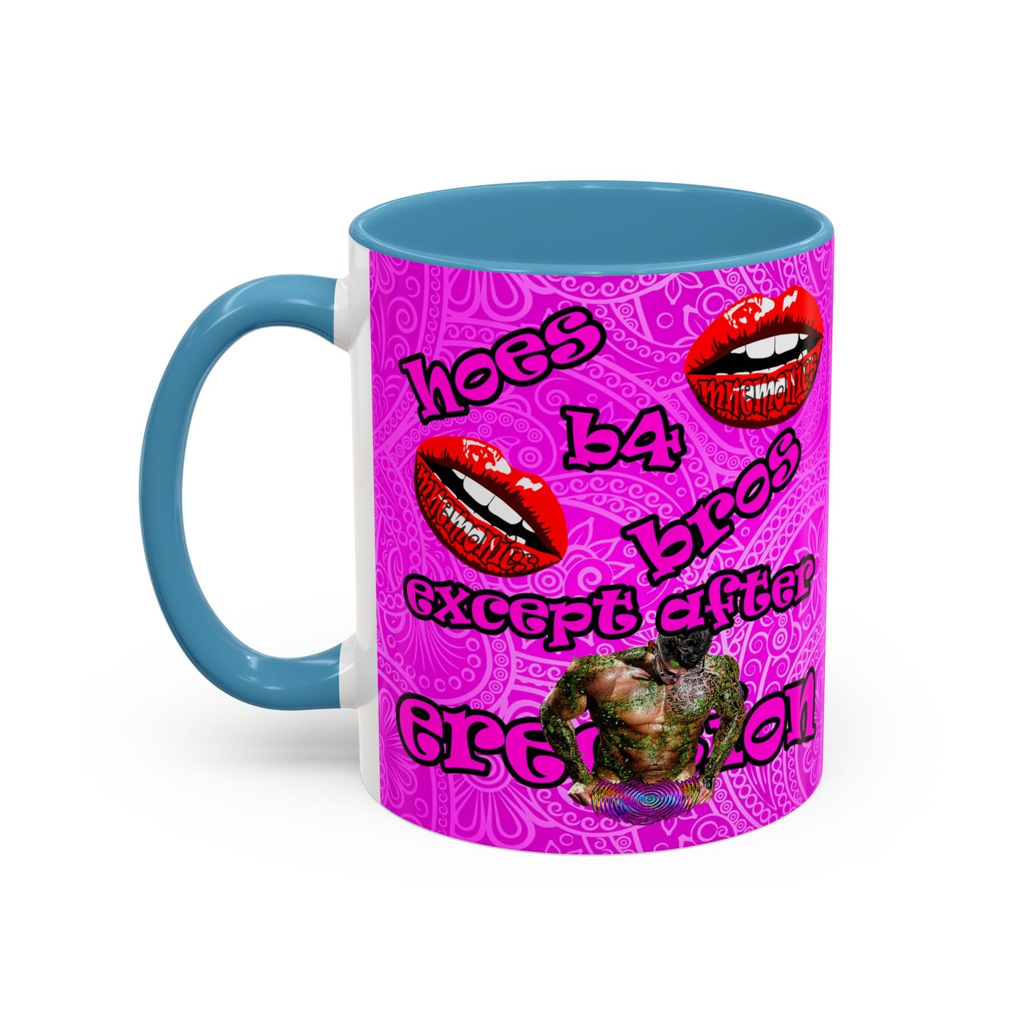 hoes b4 bros - Accent Mug (pink swirl)