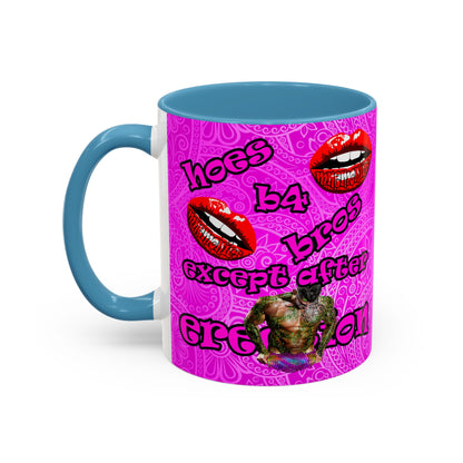 hoes b4 bros - Accent Mug (pink swirl)