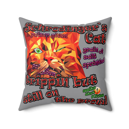 schrodinger's cat - Spun Polyester Square Pillow - (grey)