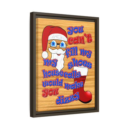 santa's shoes - framed canvas art (butterscotch wood finish)