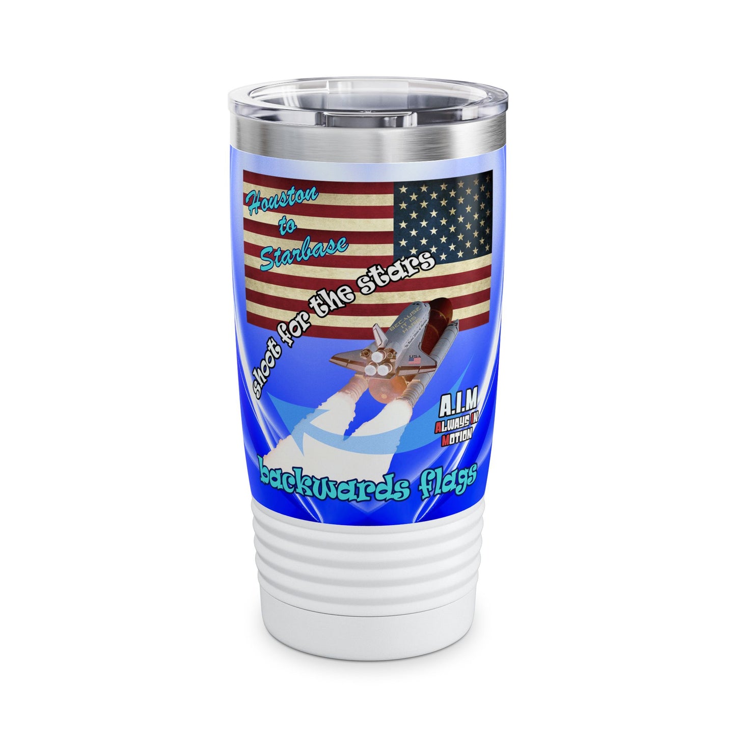 shoot for the stars - Ringneck Tumbler, 20oz (blue-white wave)