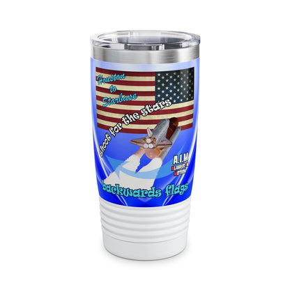 shoot for the stars - Ringneck Tumbler, 20oz (blue-white wave)