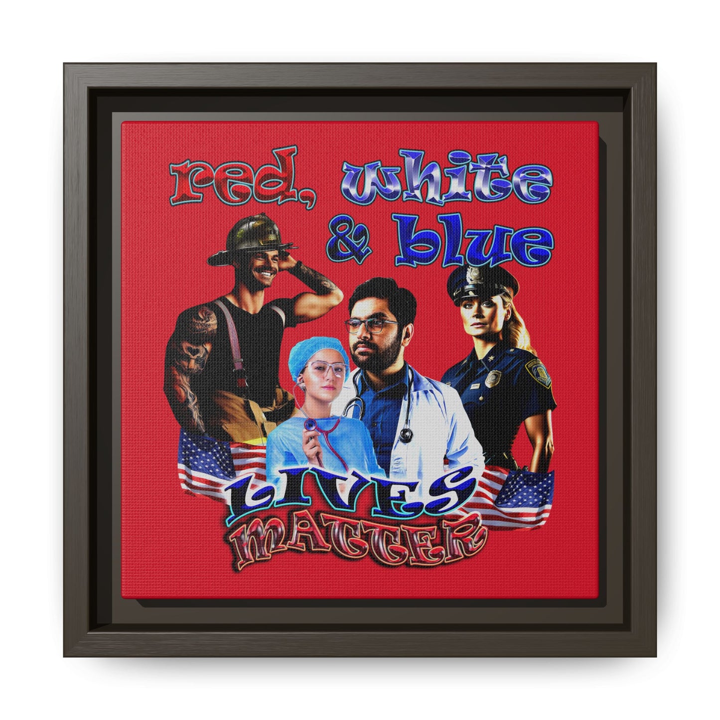 rw&b lives matter - framed canvas art (dark red)