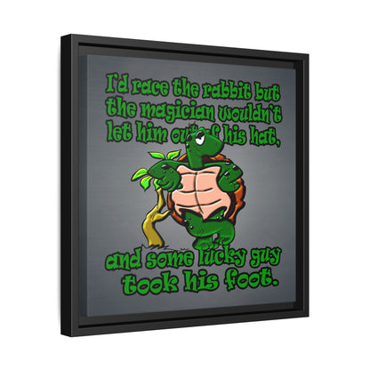 turtle race - framed canvas art (grey-light grey)