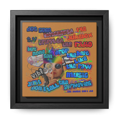 drop the beat - framed canvas art (light brown)