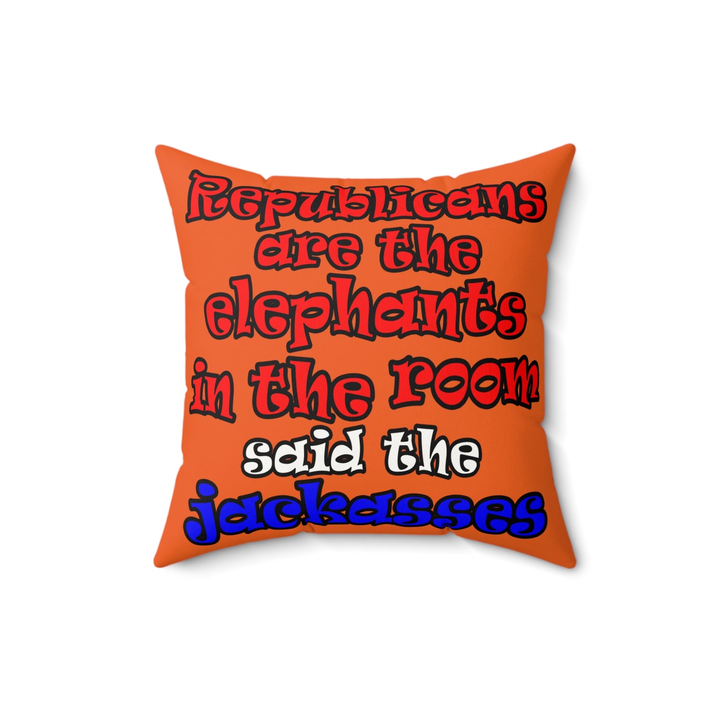 donkeys and elephants - Faux Suede Square Pillow - (orange)