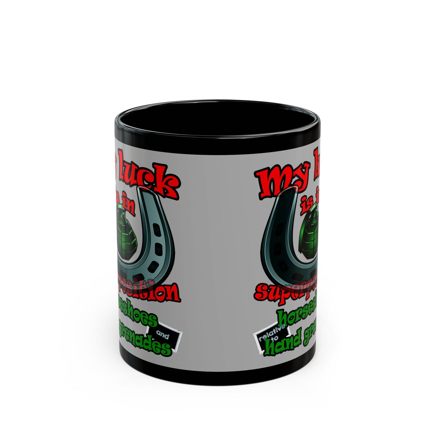 my luck - Black Mug (light grey)