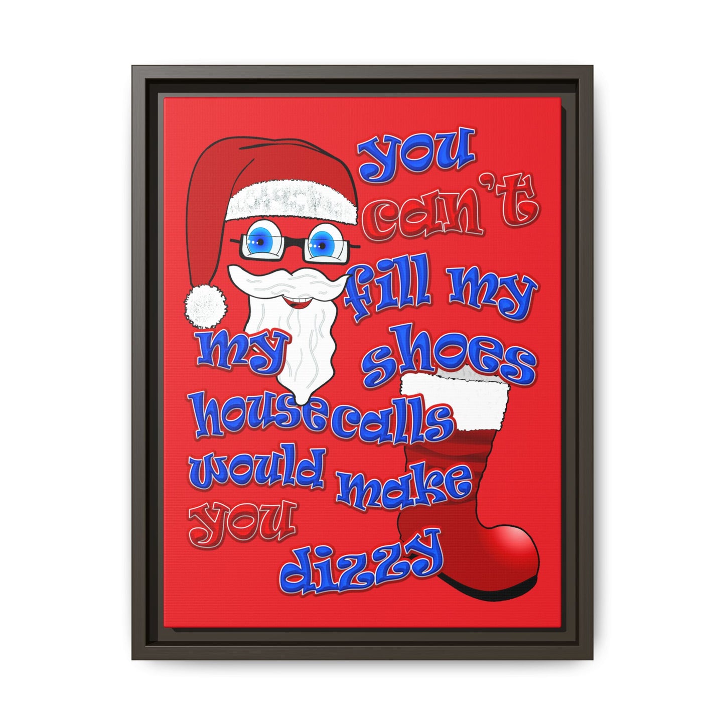 santa's shoes - framed canvas art (red)