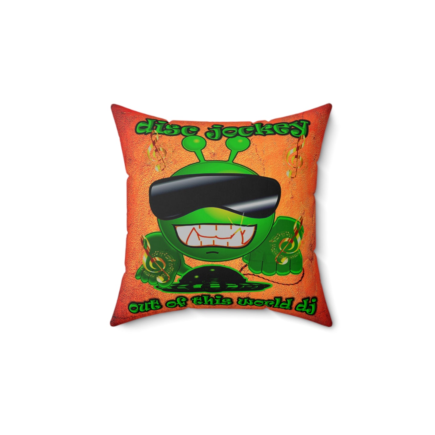 disc jockey - Spun Polyester Square Pillow - (burnt orange)