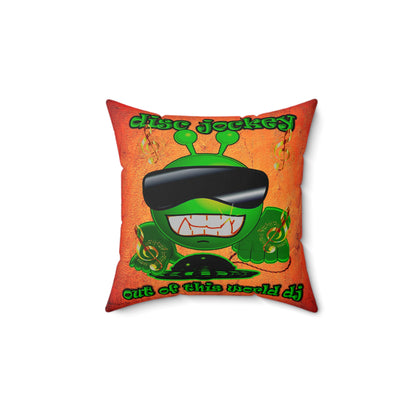 disc jockey - Spun Polyester Square Pillow - (burnt orange)
