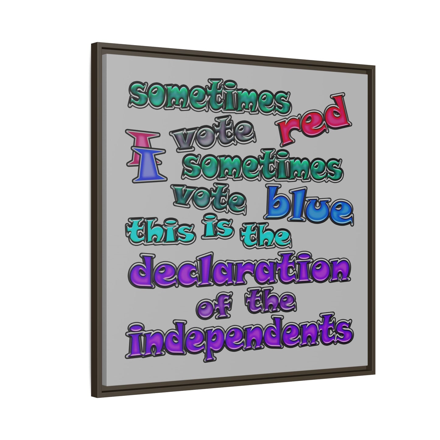 declaration of the independents - framed canvas art (light grey)