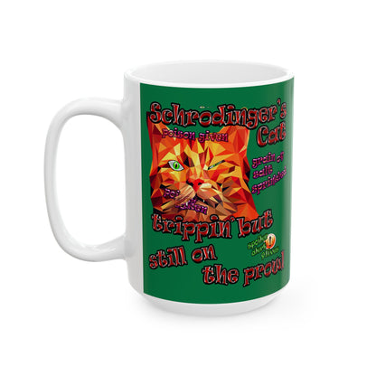 schrodinger's cat - White Mug (dark green)