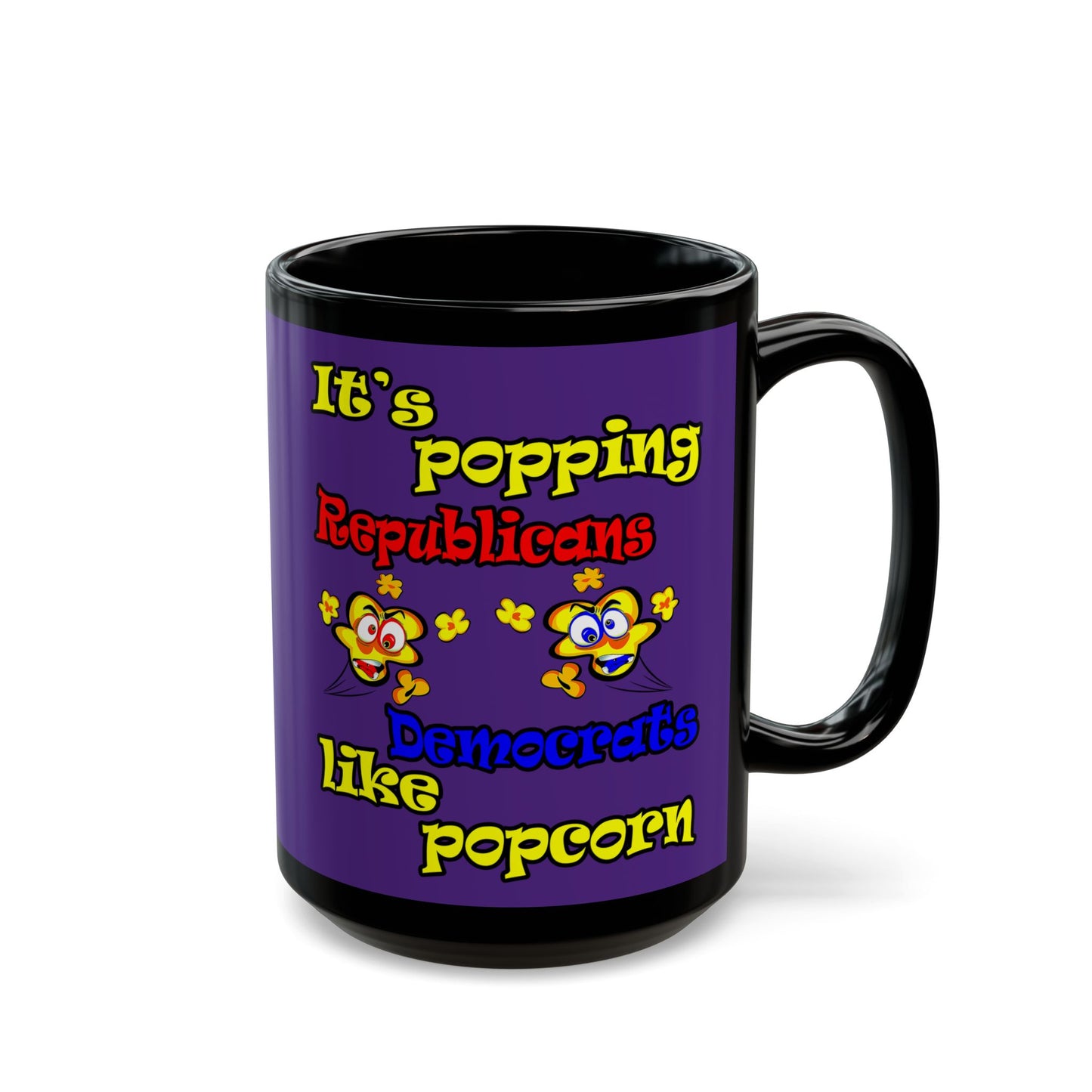 popping like popcorn - Black Mug (purple)