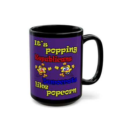 popping like popcorn - Black Mug (purple)
