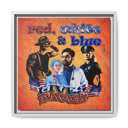 rw&b lives matter - framed canvas art (burnt orange)