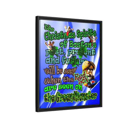 christmas spirits of boston - framed canvas art (blue-white wave)