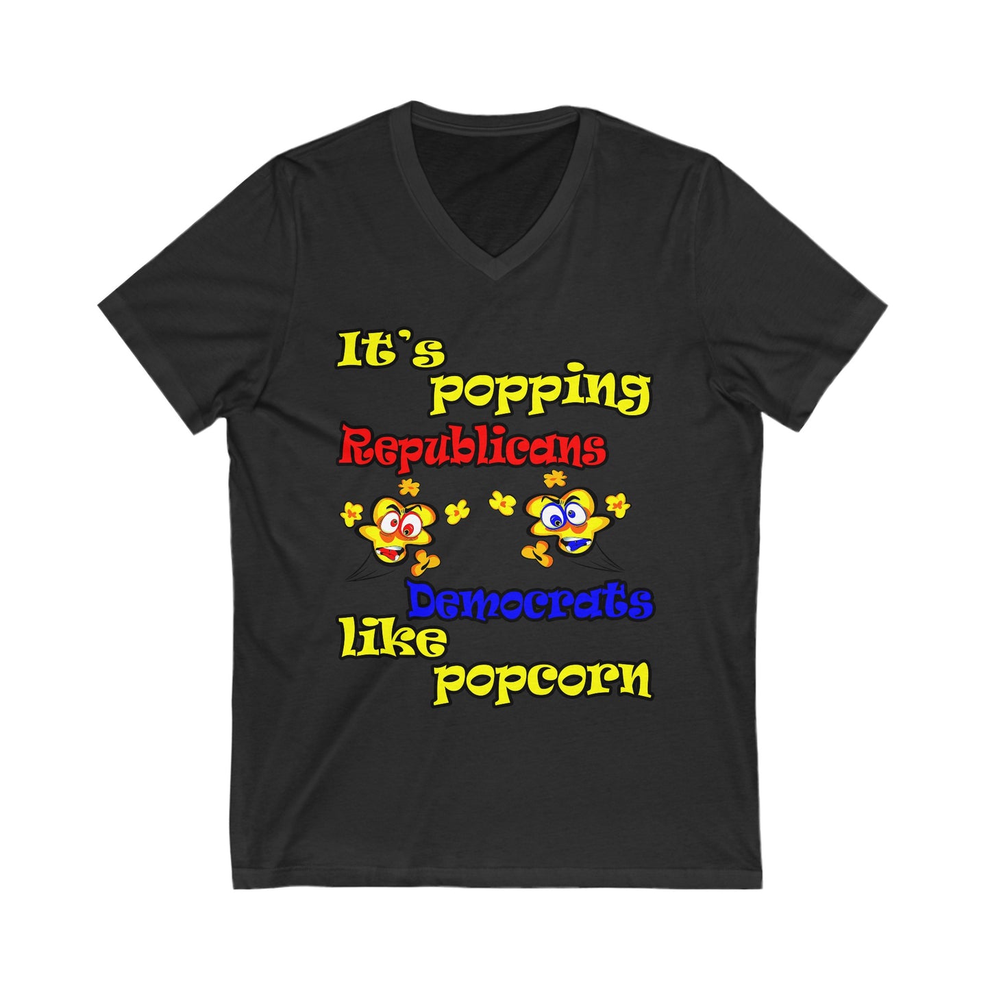 popping like popcorn - Unisex Jersey Short Sleeve V-Neck Tee