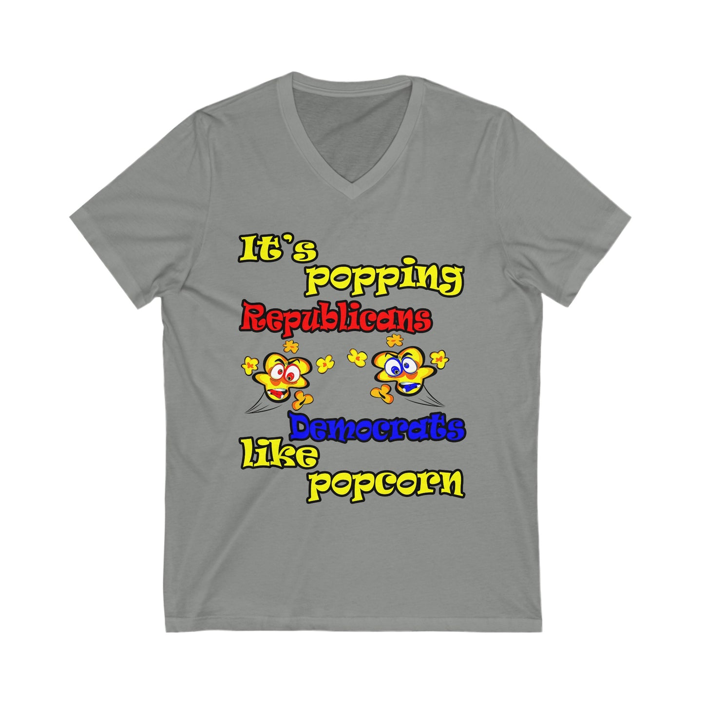 popping like popcorn - Unisex Jersey Short Sleeve V-Neck Tee