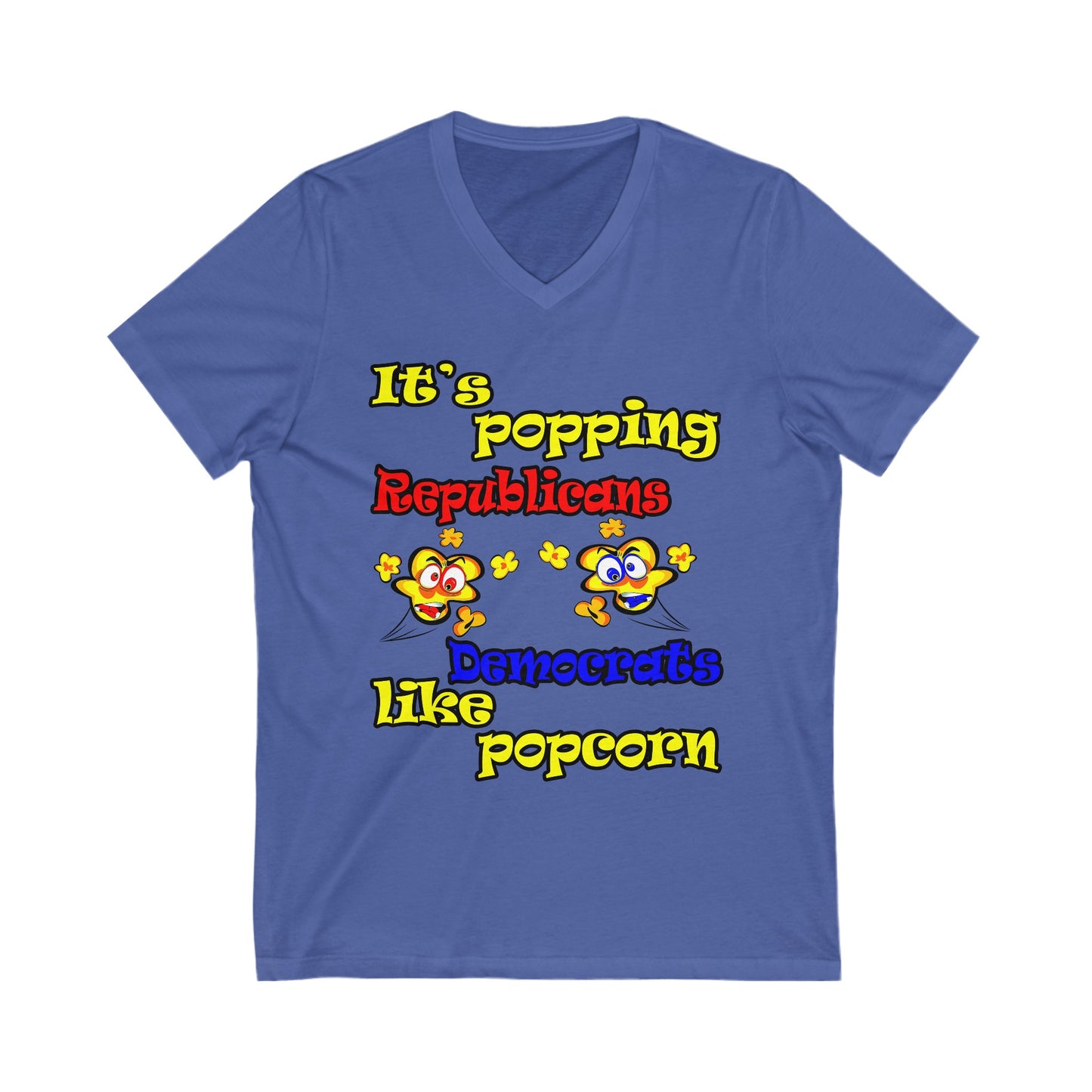popping like popcorn - Unisex Jersey Short Sleeve V-Neck Tee