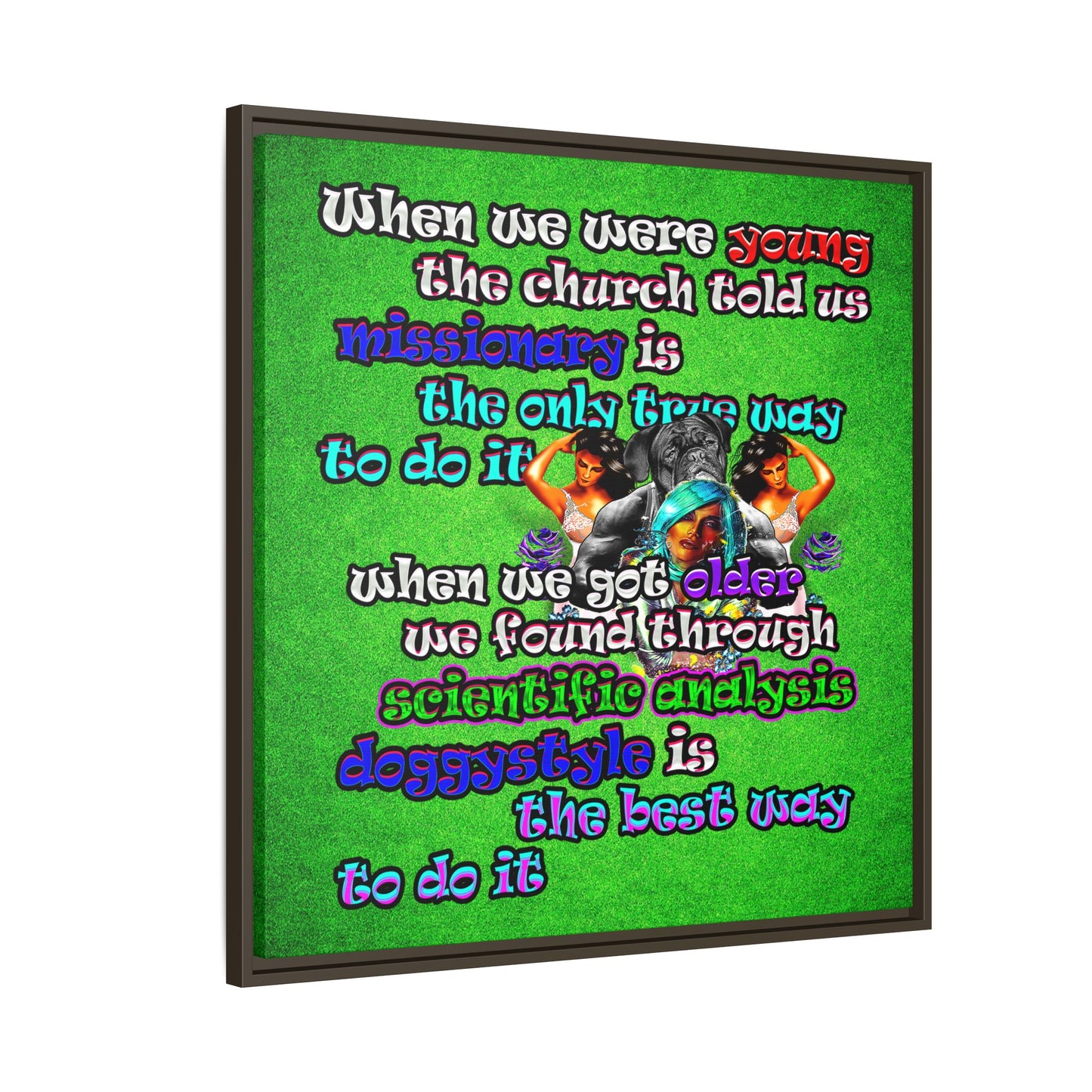 doggystyle - framed canvas art (green turf)