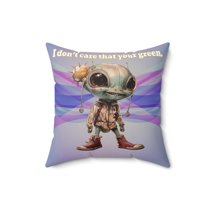 I don't care that your grey - Faux Suede Square Pillow - (light blue-pink wave)
