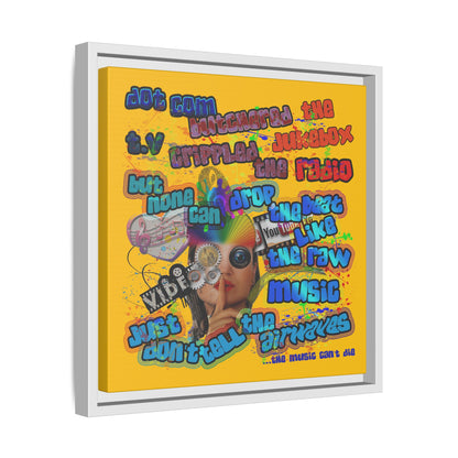 drop the beat - framed canvas art (yellow)