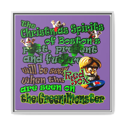 christmas spirits of boston - framed canvas art (light purple)