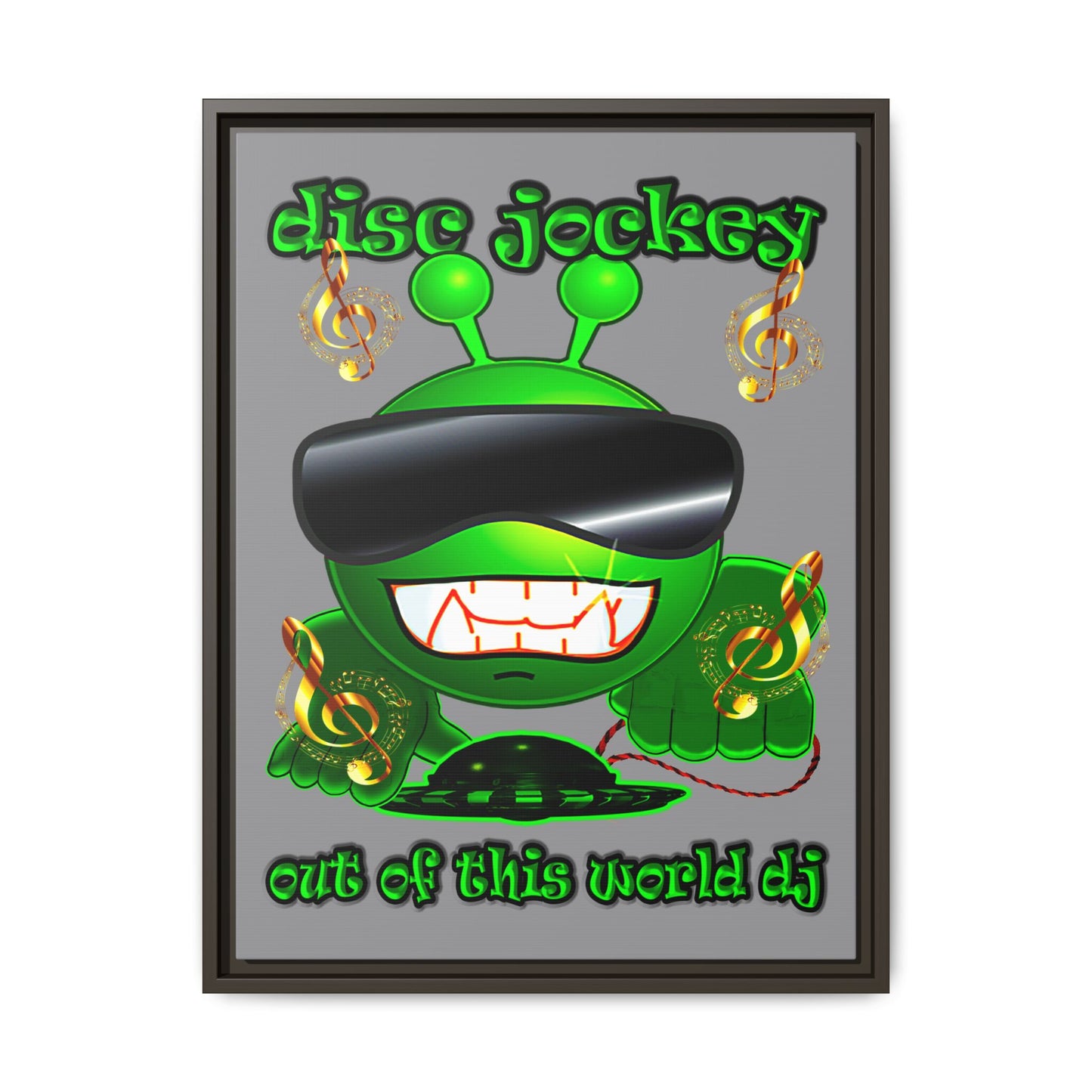 disc jockey - framed canvas art (grey)