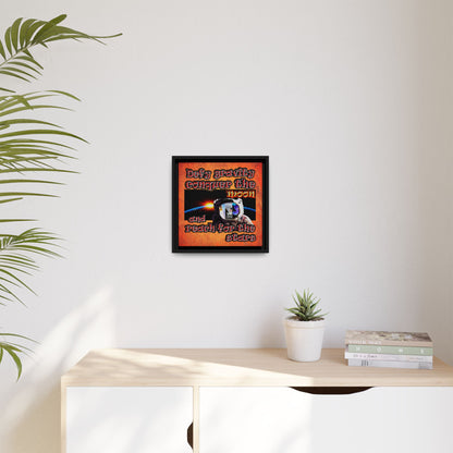 defy conquer reach - framed canvas art (burnt orange)