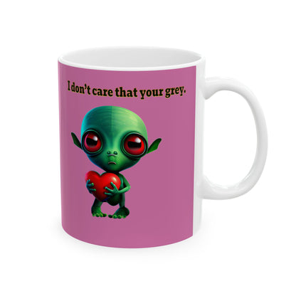 I don't care that your grey - White Mug (light pink)