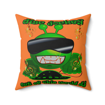 disc jockey - Spun Polyester Square Pillow - (crusta)