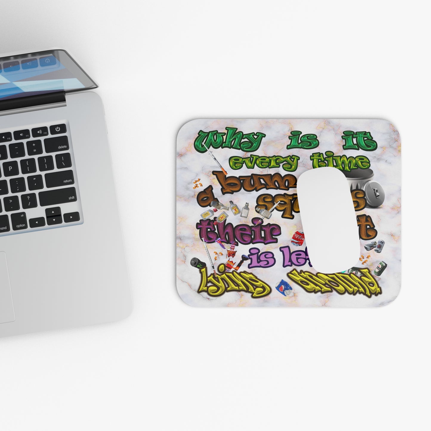 the bum's shit - Mouse Pad (Rectangle) (white marble)