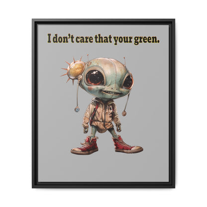 I don't care that your green - framed canvas art (light grey)