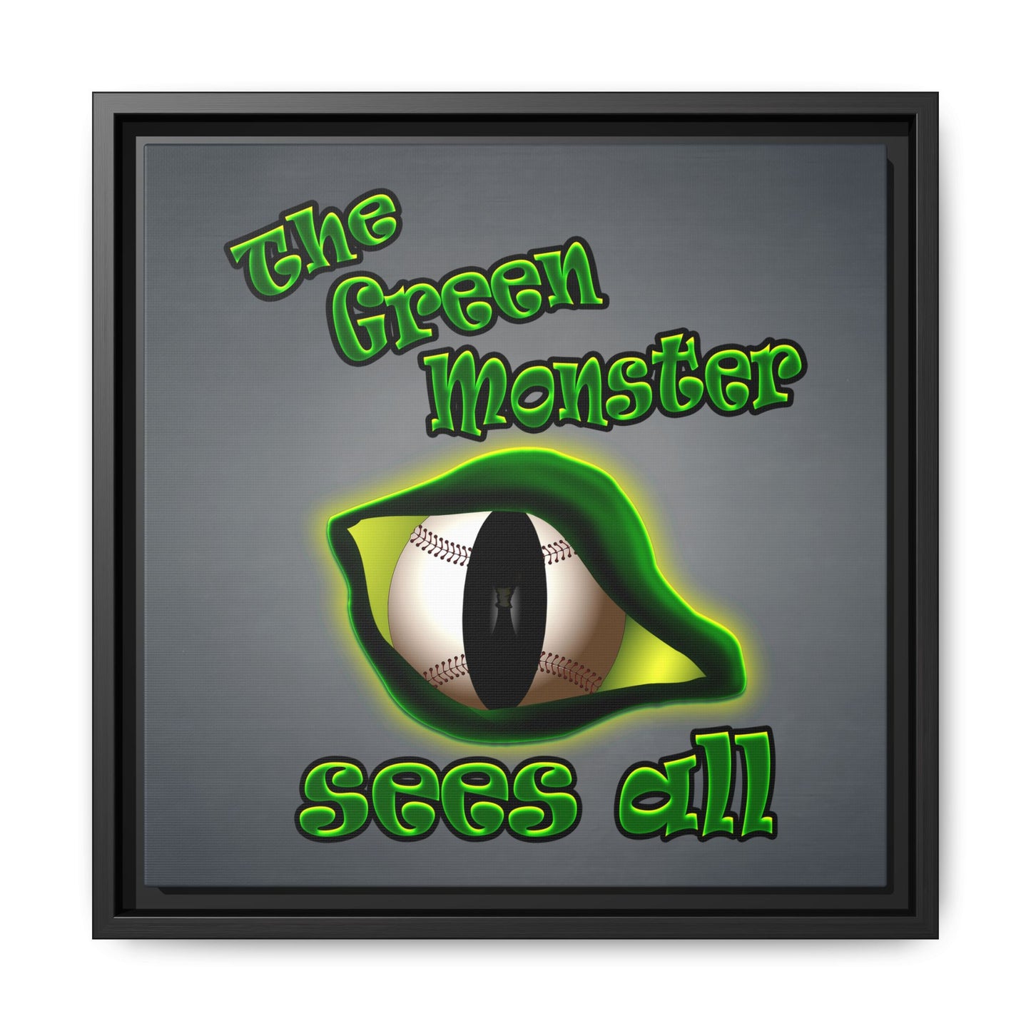 green monster - framed canvas art (grey-light grey)