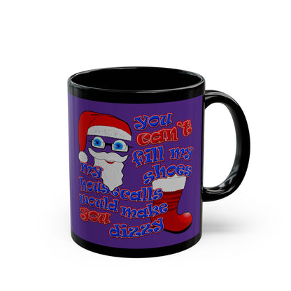 santa's shoes - Black Mug (purple)