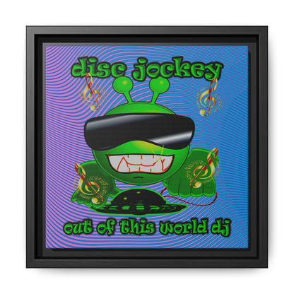 disc jockey - framed canvas art (light blue-purple wave)