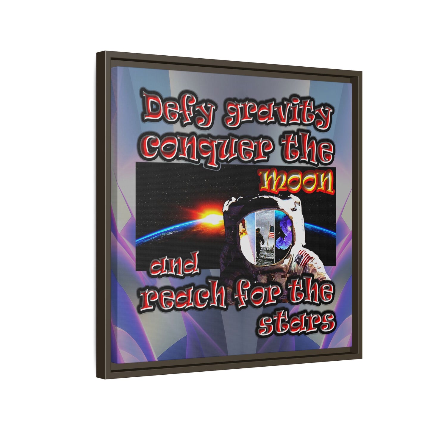 defy conquer reach - framed canvas art (grey-pink wave)