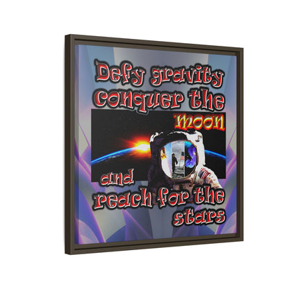 defy conquer reach - framed canvas art (grey-pink wave)