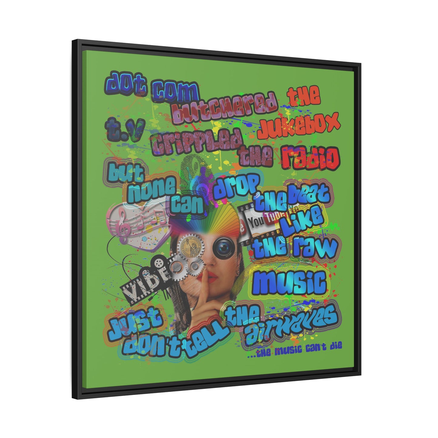drop the beat - framed canvas art (green)