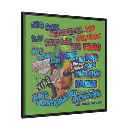 drop the beat - framed canvas art (green)