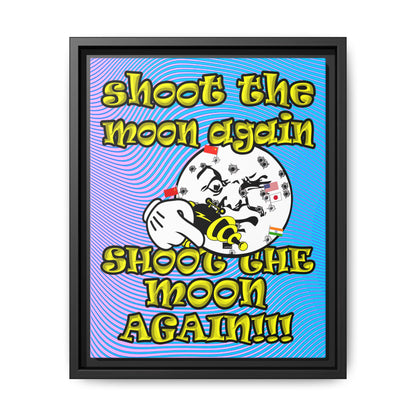 shoot the moon again - framed canvas art (light blue-purple wave)