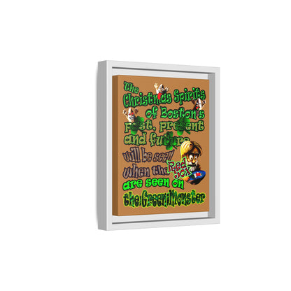 christmas spirits of boston - framed canvas art (light brown)