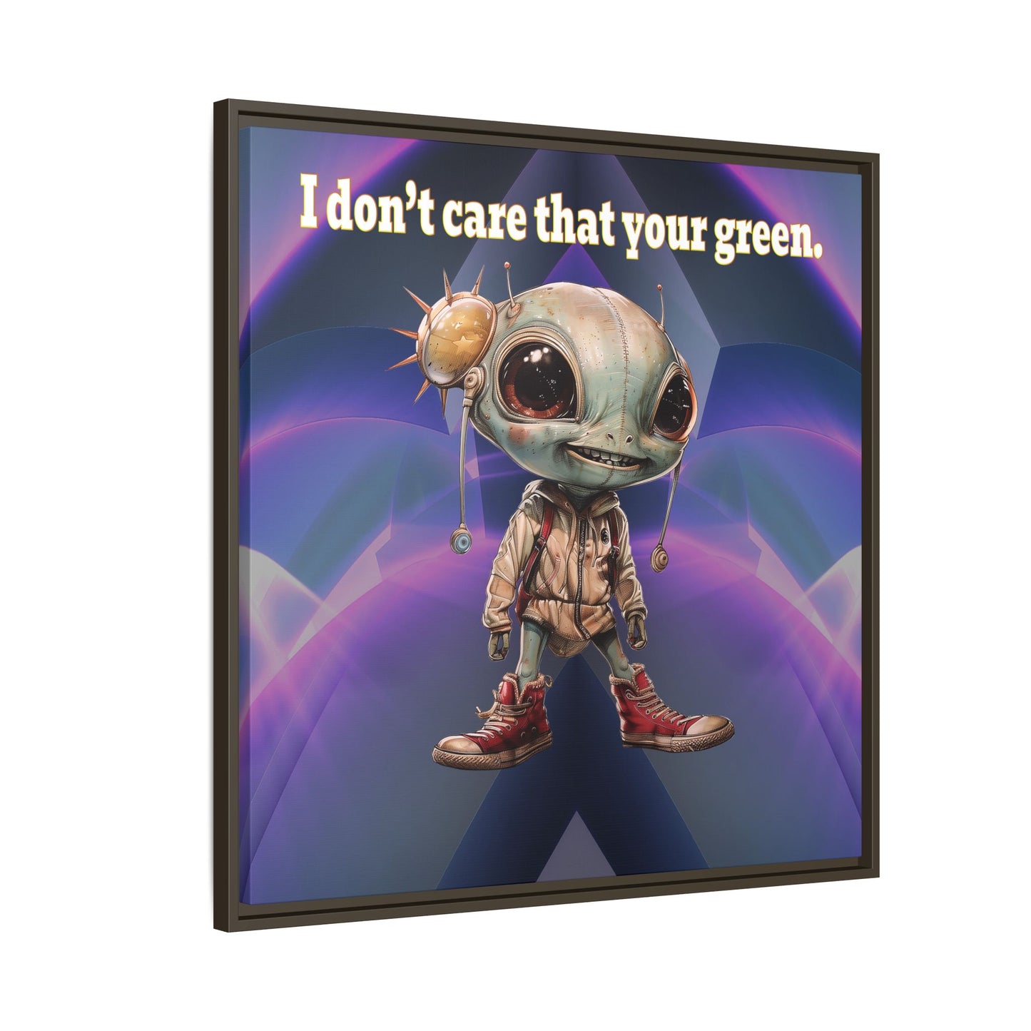 I don't care that your green - framed canvas art (grey-pink wave)
