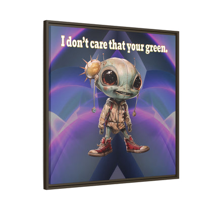 I don't care that your green - framed canvas art (grey-pink wave)