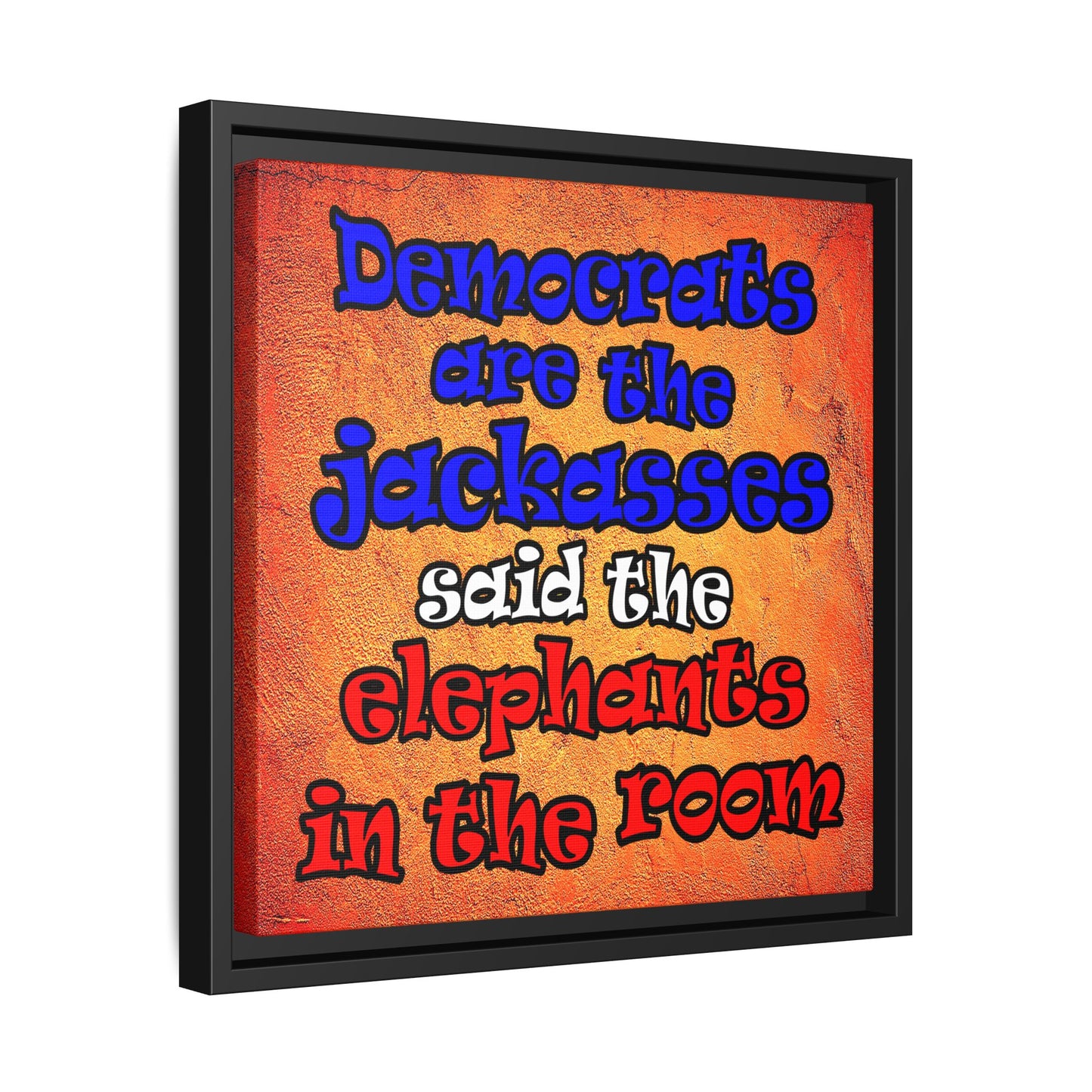 donkeys and elephants - framed canvas art (burnt orange)