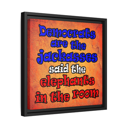 donkeys and elephants - framed canvas art (burnt orange)